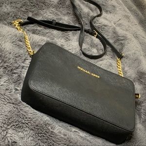 Authentic MICHAEL KORS black and gold crossbody